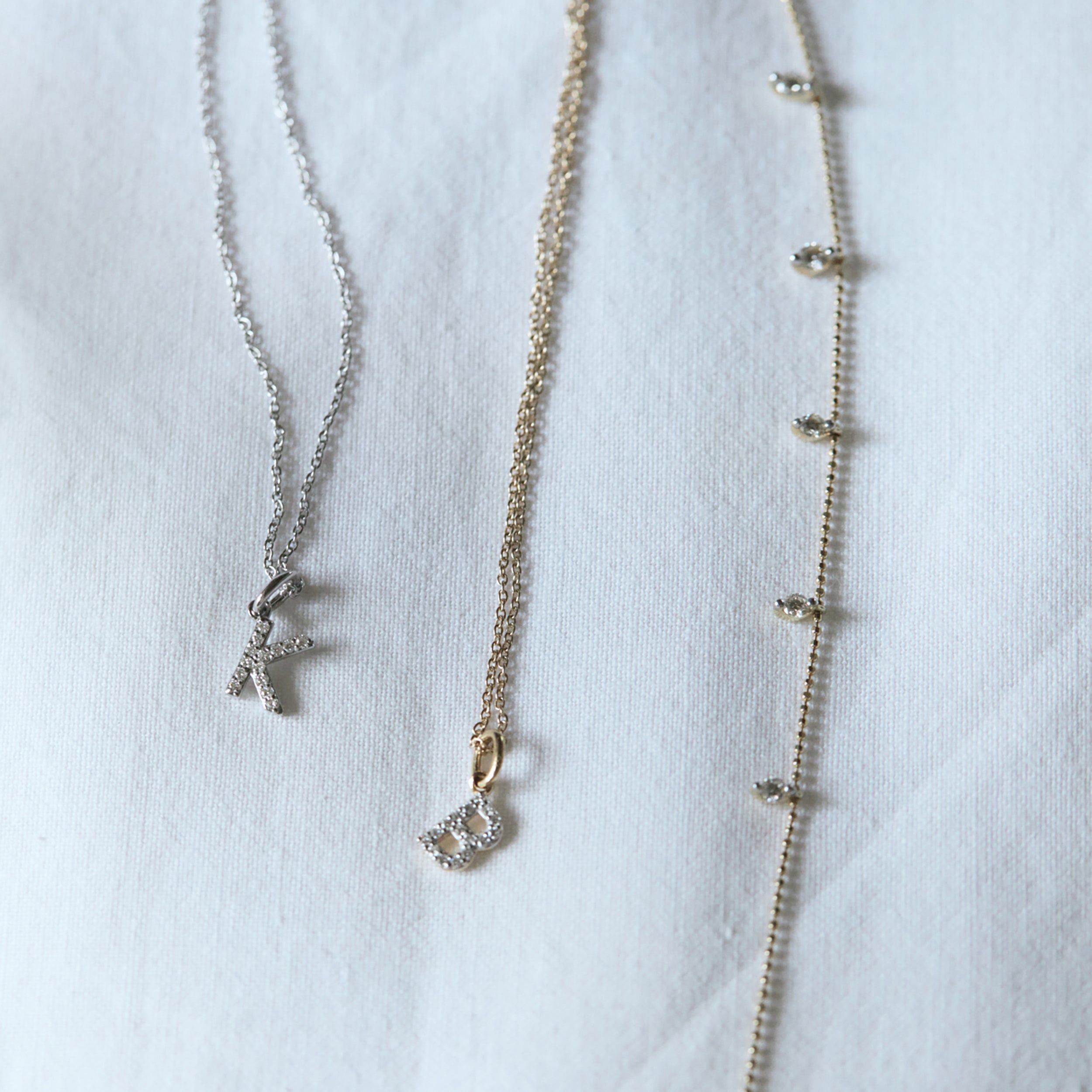 Love Letter Initial K Lab Diamond Necklace set in 925 Sterling Silver